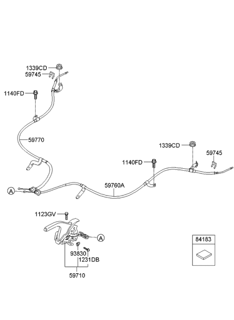 2013 Kia Rio Lever Assembly-Parking Brake Diagram for 597101W000HU