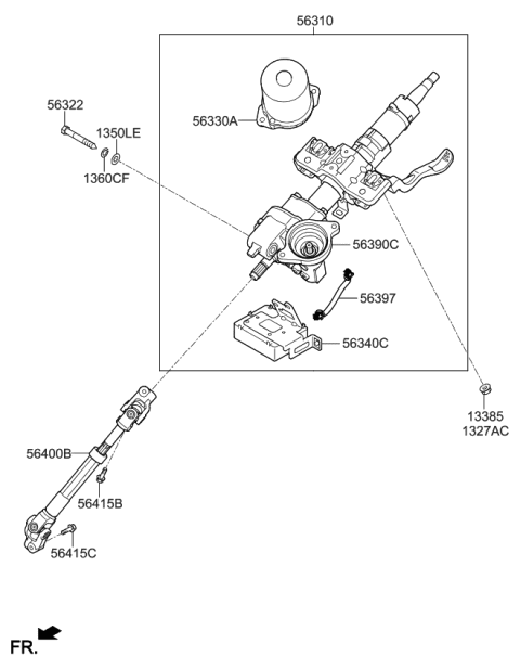 2014 Kia Rio Column Assembly-Upper Diagram for 563101W210