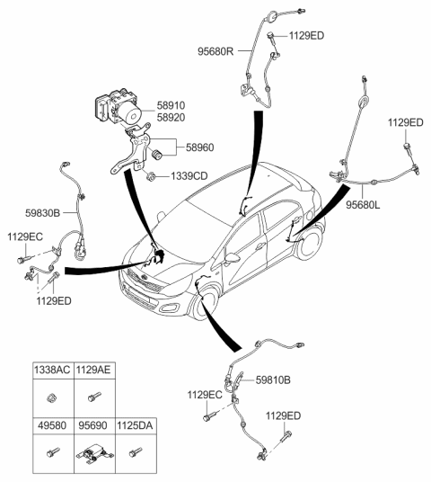 2012 Kia Rio Bracket-Hydraulic Module Diagram for 589603X500