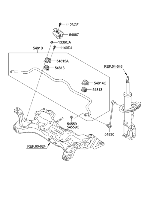 2015 Kia Rio Bar Assembly-Front Stabilizer Diagram for 548101W200