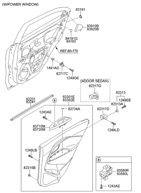 2015 Kia Rio Handle Assembly-Rear Door Grip Diagram for 837411W000DCM