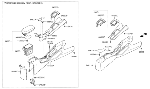 2013 Kia Rio Console Armrest Assembly Diagram for 846601W000HU