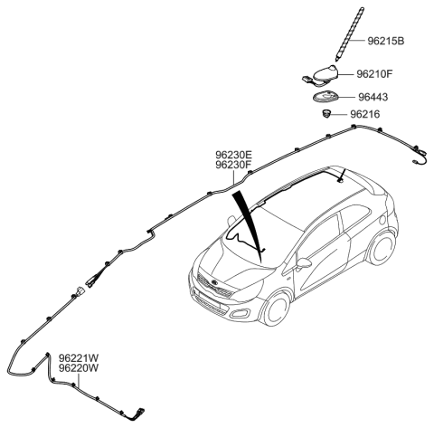 2014 Kia Rio Rubber-Packing Diagram for 962161W200