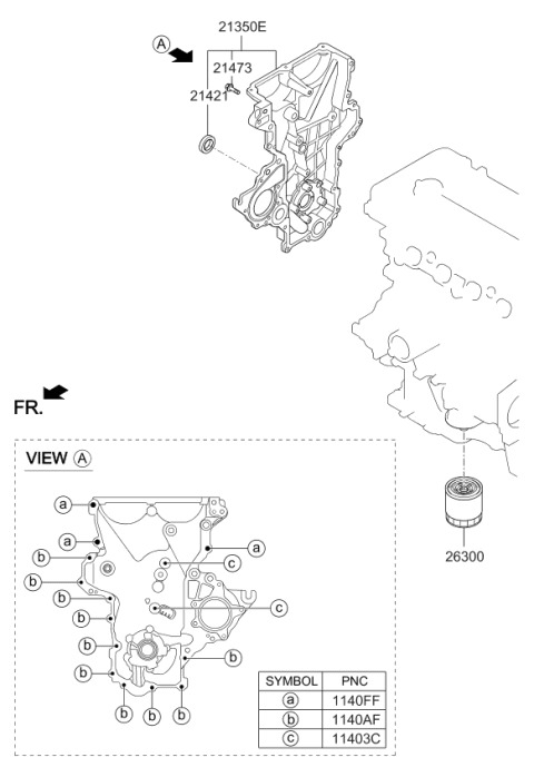 2015 Kia Rio Front Case & Oil Filter Diagram