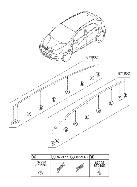 2014 Kia Rio Moulding Assembly-Roof,RH Diagram for 872201W200