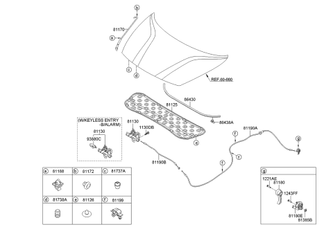 2013 Kia Rio Clip-Hood Stay Rod Diagram for 811761W000