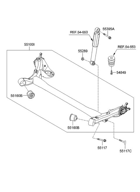 2012 Kia Rio Torsion Axle Complete Diagram for 551001W110