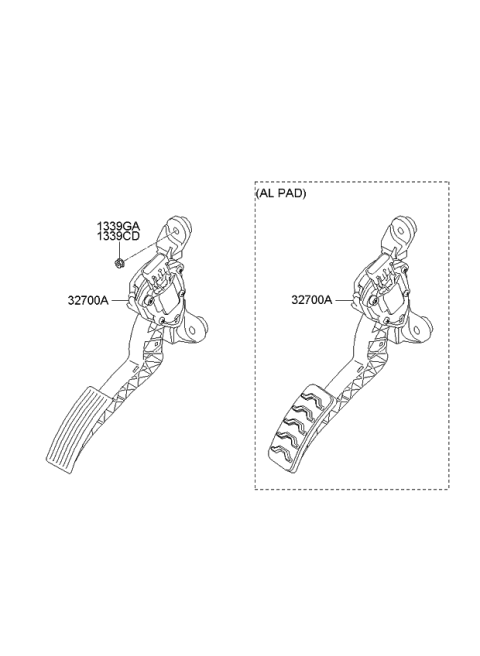 2013 Kia Rio Pedal Assembly-Accelerator Diagram for 327001R500