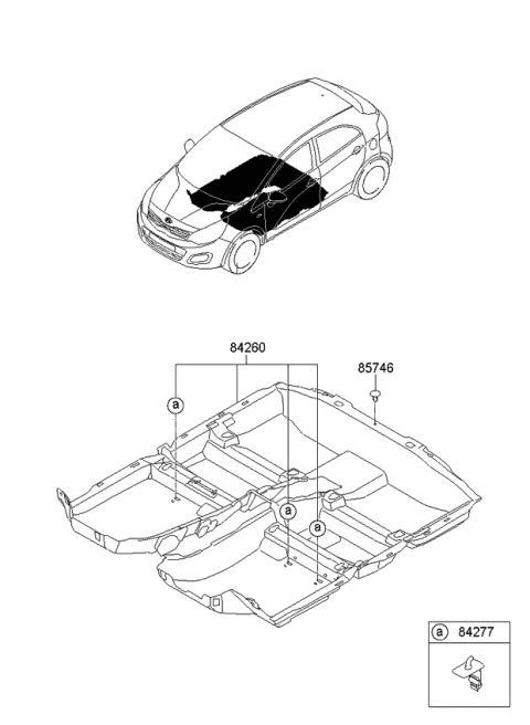 2014 Kia Rio Carpet Assembly-Floor Diagram for 842601W511WK