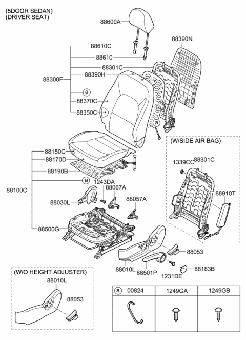 2012 Kia Rio Guide Assembly-Headrest Diagram for 889204L010DCM