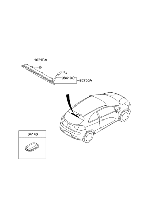 2015 Kia Rio Rear Washer Nozzle Assembly Diagram for 989311W200