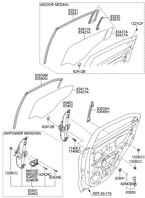 2014 Kia Rio Rear Door Window Regulator & Glass Diagram