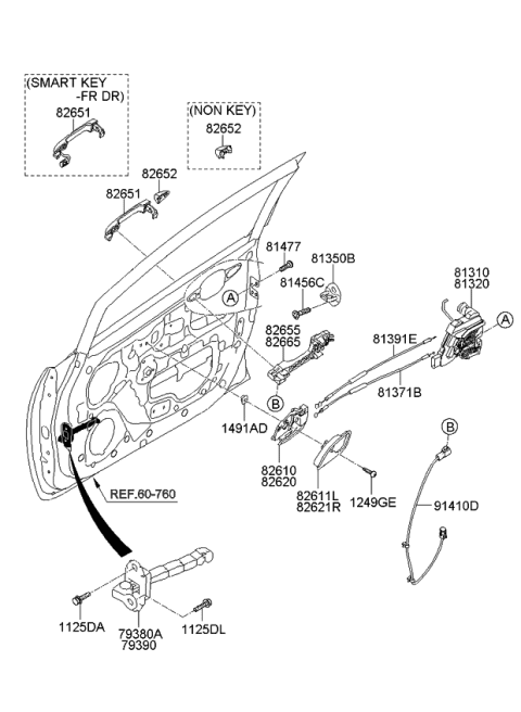 2014 Kia Rio Door Outside Handle Assembly, Left Diagram for 826511W100ABP