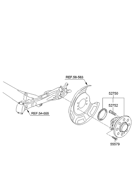 2012 Kia Rio Rear Wheel Hub Assembly Diagram for 527500U000