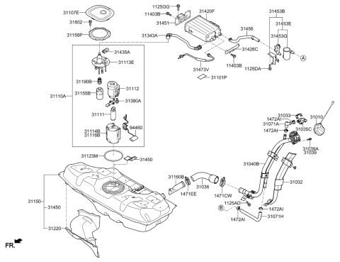 2013 Kia Rio Fuel Pump Complete Diagram for 311101R500