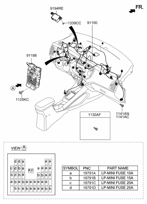 2012 Kia Rio Instrument Panel Junction Box Assembly Diagram for 919501W540