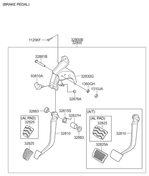 2012 Kia Rio Pedal Assembly-Brake & C Diagram for 328001W100