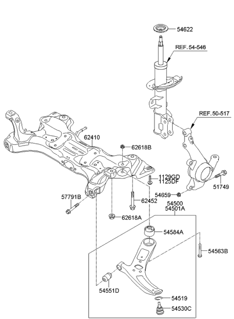 2012 Kia Rio Crossmember Assembly-Front Diagram for 624001W000