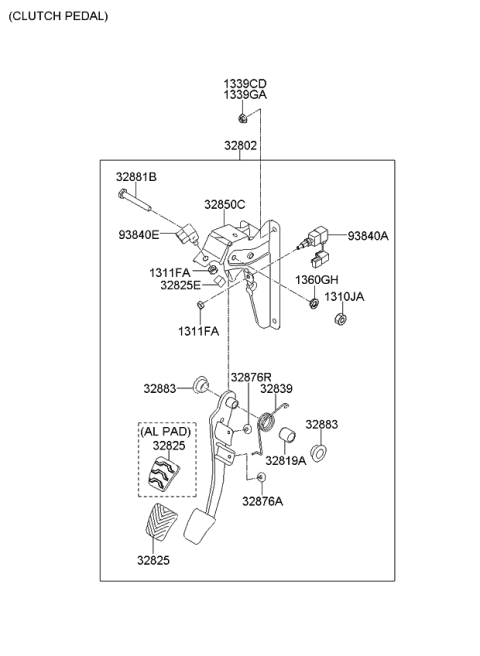 2014 Kia Rio Pedal Assembly-Clutch Diagram for 328021W330