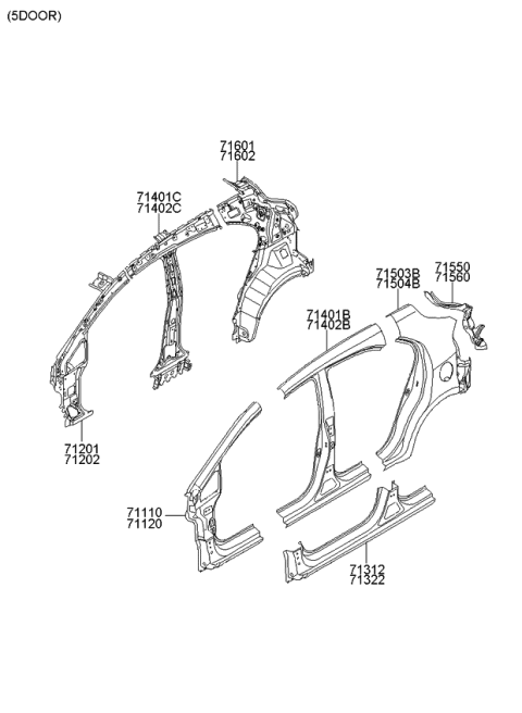 2015 Kia Rio Side Body Panel Diagram 1