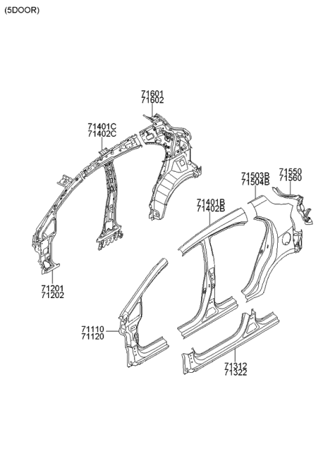 2012 Kia Rio Side Body Panel Diagram 1