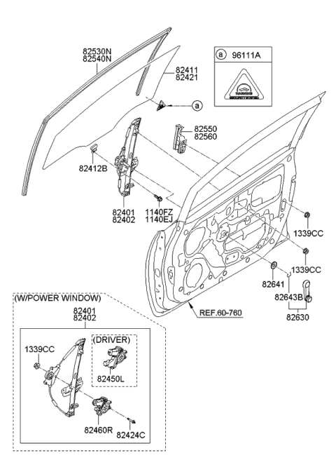 2013 Kia Rio Glass-Front Door Window R Diagram for 824211W020