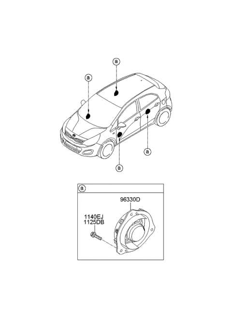 2014 Kia Rio Front Door Speaker Assembly Diagram for 963301W500