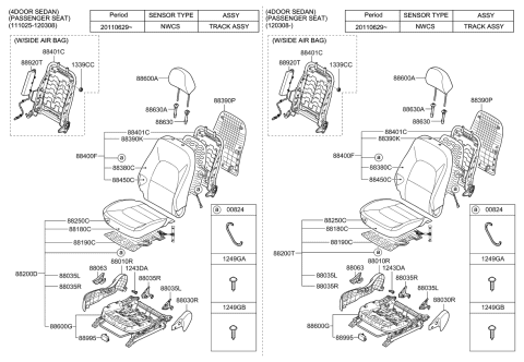 2013 Kia Rio Front Seat Cushion Passenge Covering Diagram for 882601W110BDM
