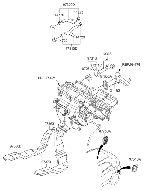 2012 Kia Rio Heater System-Duct & Hose Diagram