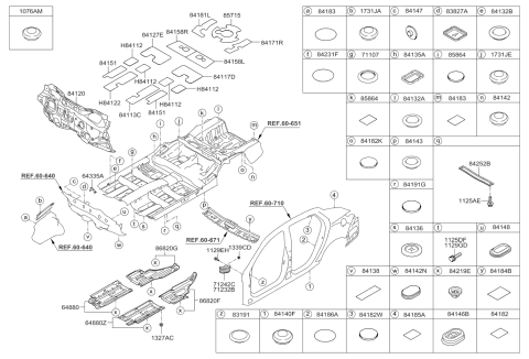 2014 Kia Optima Under Cover Assembly,RH Diagram for 841453Q000