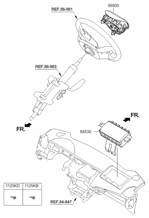 2015 Kia Optima Steering Wheel Air Bag Module Assembly Diagram for 569002T520CRA