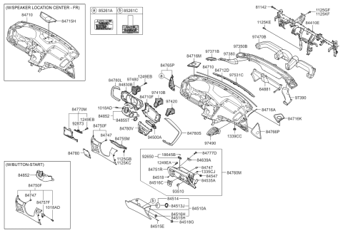 2014 Kia Optima Duct Assembly-Center Air Diagram for 974102TAA0CA