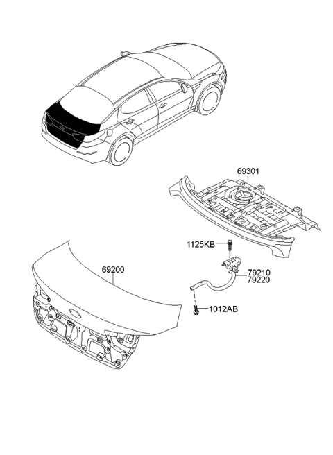 2015 Kia Optima Hinge Assembly-Trunk Lid Diagram for 792204C500