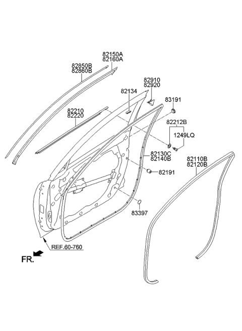 2015 Kia Optima WEATHERSTRIP Assembly-Front Door Side Diagram for 821404C000