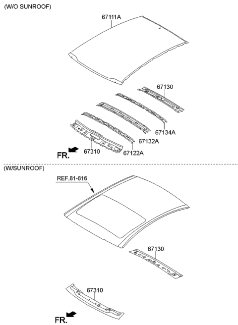 2015 Kia Optima Rail-Roof Center NO3 Diagram for 671622T000