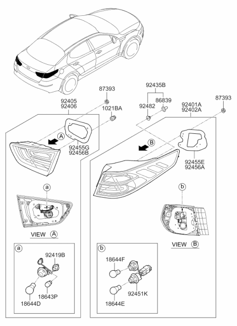 2015 Kia Optima Pad-Rear Combination Lamp LHS Diagram for 924552T500