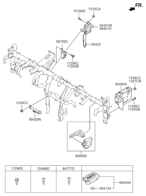 2014 Kia Optima Smart Key Fob Diagram for 954404U000