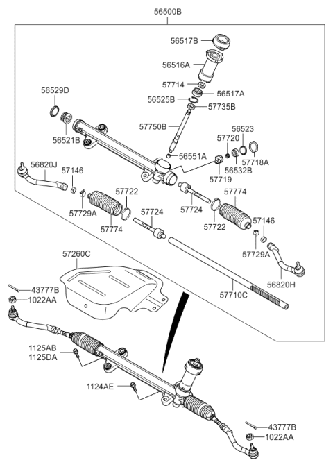 2015 Kia Optima End Assembly-Tie Rod RH Diagram for 568203Q500