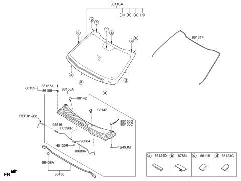 2015 Kia Optima Windshield Glass Diagram