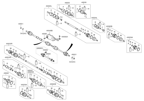 2014 Kia Optima Joint Assembly-Cv LH Diagram for 495004C320