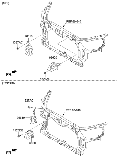 2014 Kia Optima Horn Assembly-Low Pitch Diagram for 966104U000