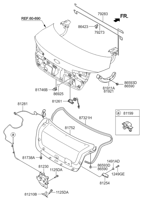 2015 Kia Optima Trunk Lid Trim Diagram