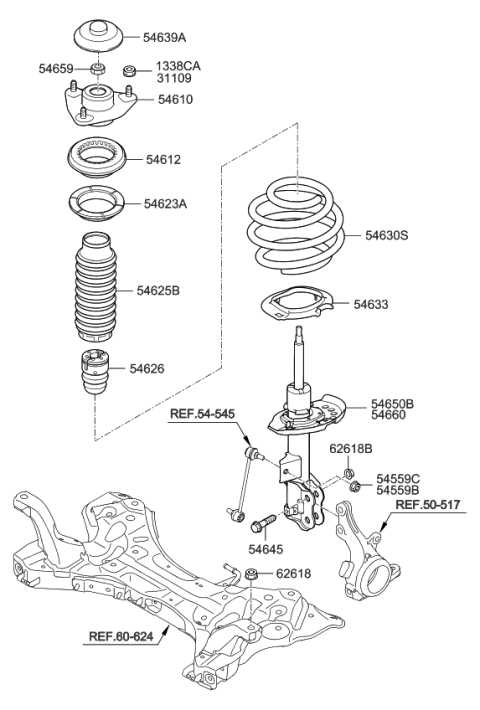 2014 Kia Optima Front Strut Assembly Kit, Right Diagram for 546614C320