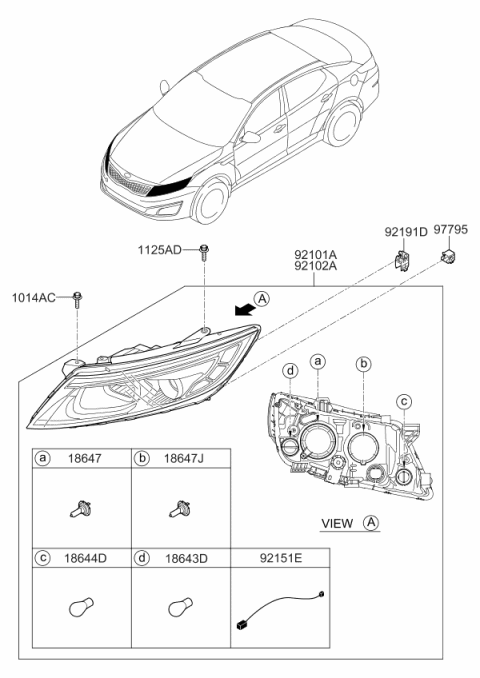 2015 Kia Optima Head Lamp Diagram 1