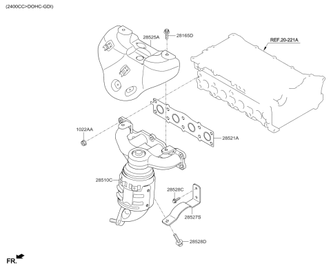 2015 Kia Optima Exhaust Manifold Catalytic Assembly Diagram for 285102G245