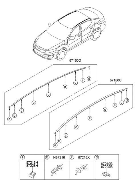 2014 Kia Optima US Georgia Made Roof Garnish & Rear Spoiler Diagram 1