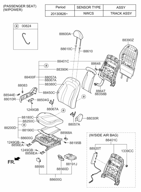 2014 Kia Optima Front Seat Cushion Passenge Covering Diagram for 882604C560NBH