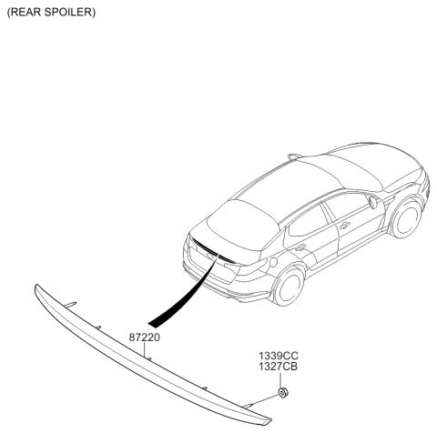 2015 Kia Optima Roof Garnish & Rear Spoiler Diagram 2