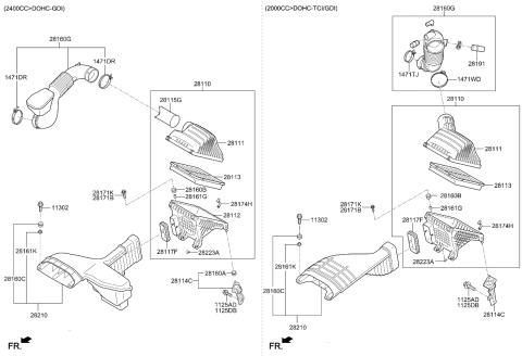 2015 Kia Optima Air Cleaner Assembly Diagram for 281103Q100