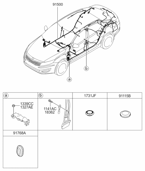 2015 Kia Optima Wiring Assembly-Floor Diagram for 913524C220